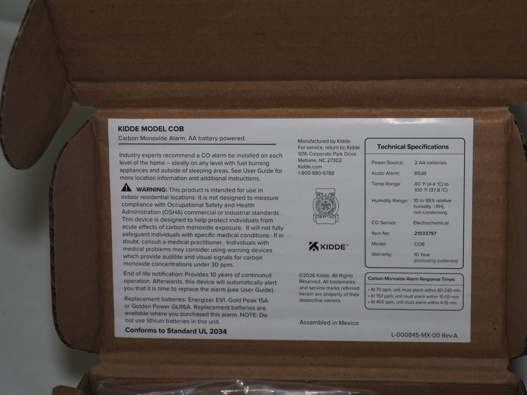 Kidde Carbon Monoxide Alarm